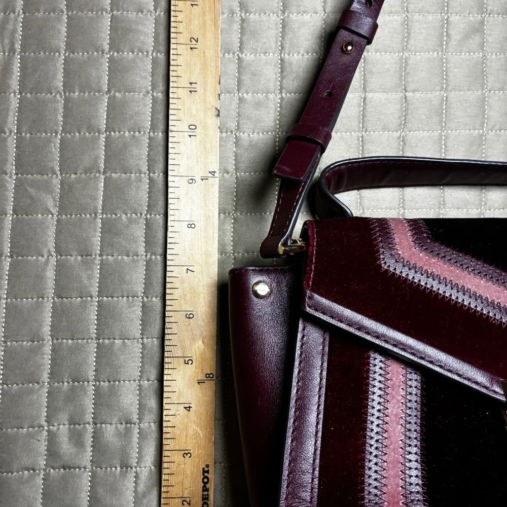 Michael Kors Whitney Medium Satchel Oxblood Velvet Leather Crossbody Handbag Bag
